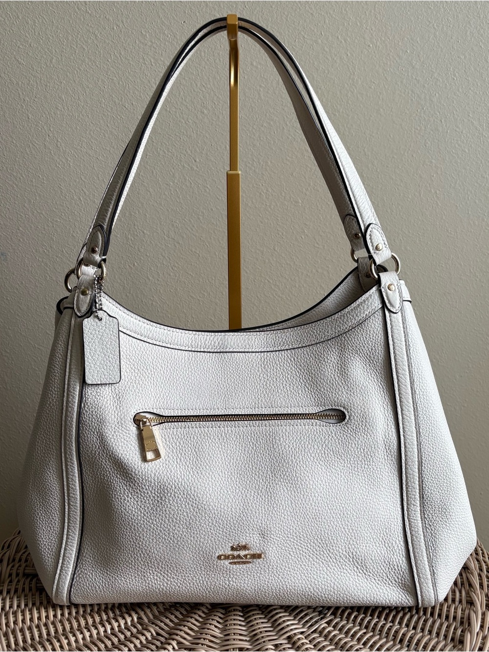 Coach Kristy Shoulder Bag in off-white pebbled leather with Gold Hardware